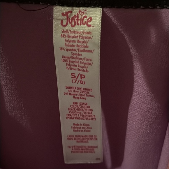 Justice Black Floral Kids Swim One Piece - Picture 2 of 3